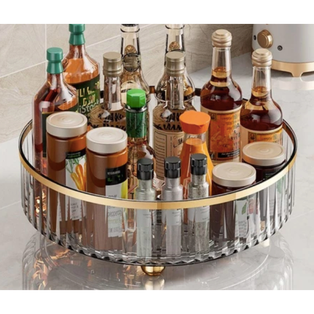 [ISTY] Rak Akrilik Bulat Putar Mewah Ringan / Meja Putar Dapur Botol Bumbu Bumbu Transparan / Rak