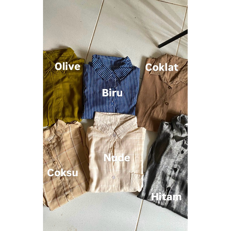 Kemeja Garis Biru Lengan Panjang