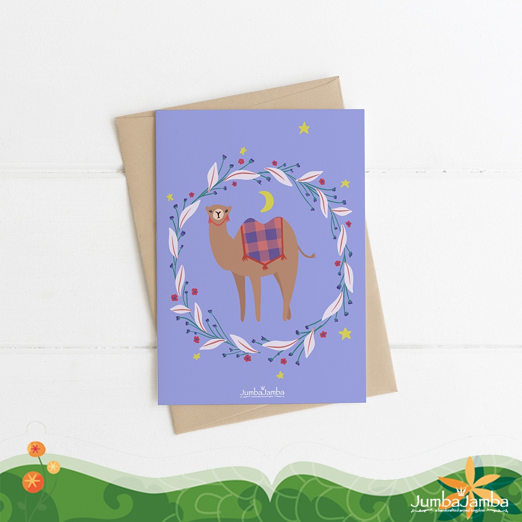 Jumba Jamba Kartu Ucapan Lebaran Idul Fitri A6 - Purple Ramadan Camel Eid Greeting Card