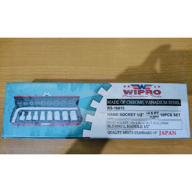 Hand Socket/Kunci Shock Set Chrome (10pcs) 6 PT 1/2'' 8-24mm WIPRO