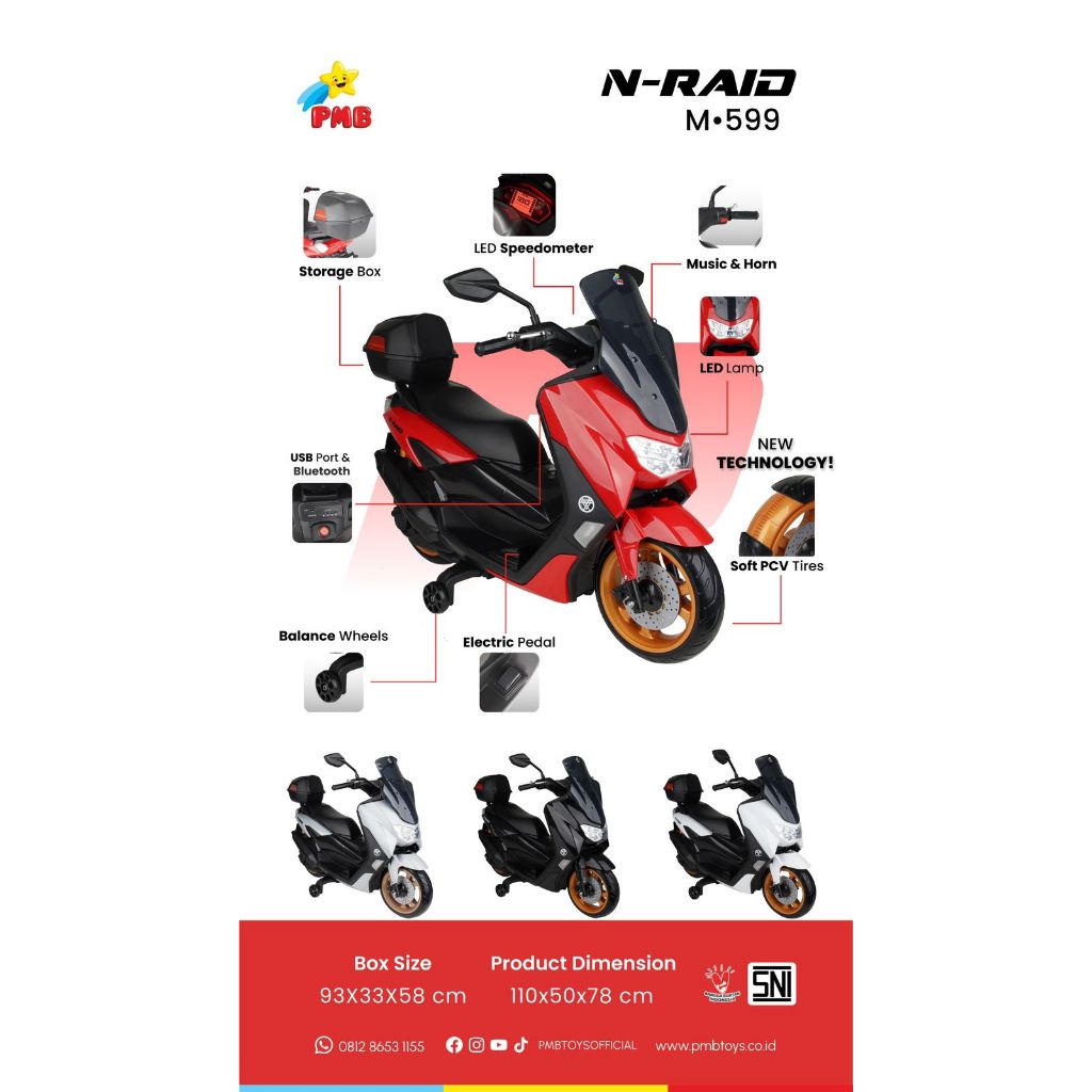 MAINAN MOTOR AKI ANAK PMB M 599 NEW NMAX N RAID 599 , MOTOR AKI MURAH MODEL NMAX NEW M 599 TERBARU