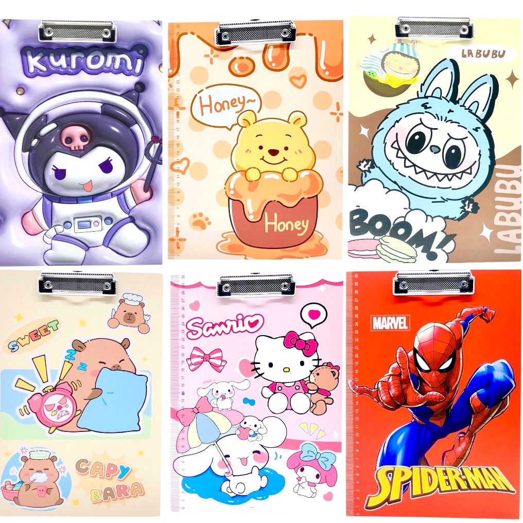 

(A4) CLIPBOARD DISNEY LABUBU CAPYBARA SANRIO / PAPAN JALAN ALAS UJIAN KARAKTER