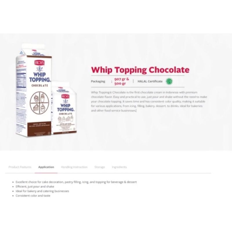 

Rich's Whip Topping Chocolate 907 Gram