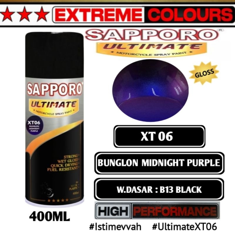 XT06 BUNGLON MIDNIGHT PURPLE EXTREME COLOURS SAPPORO ULTIMATE Pilok/cat semprot/cat aerosol/Sapporo 