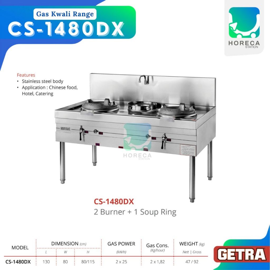 GETRA Gas Kwali Range CS-1480DX / CS 1480DX / CS 1480 DX