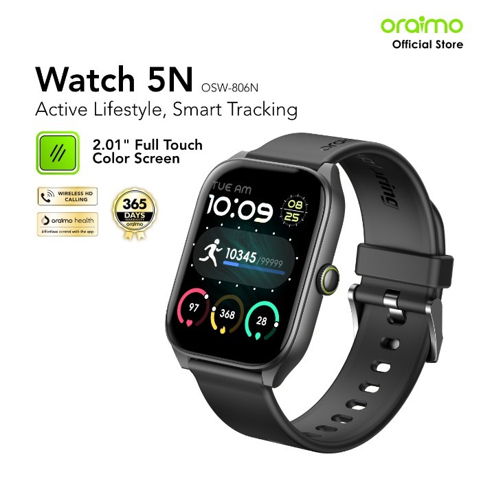 oraimo Watch 5N Smartwatch OSW-806N Jam Tangan Pintar Layar TFT 2.01" Bluetooth Baterai Tahan Lama T