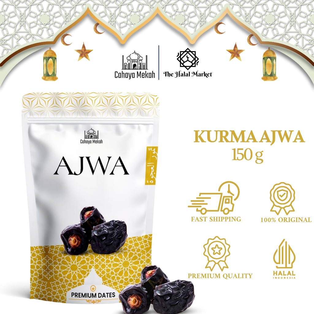 

Cahaya Mekah Kurma Ajwa Kurma Nabi Asli High Quality Pouch 150 Gram