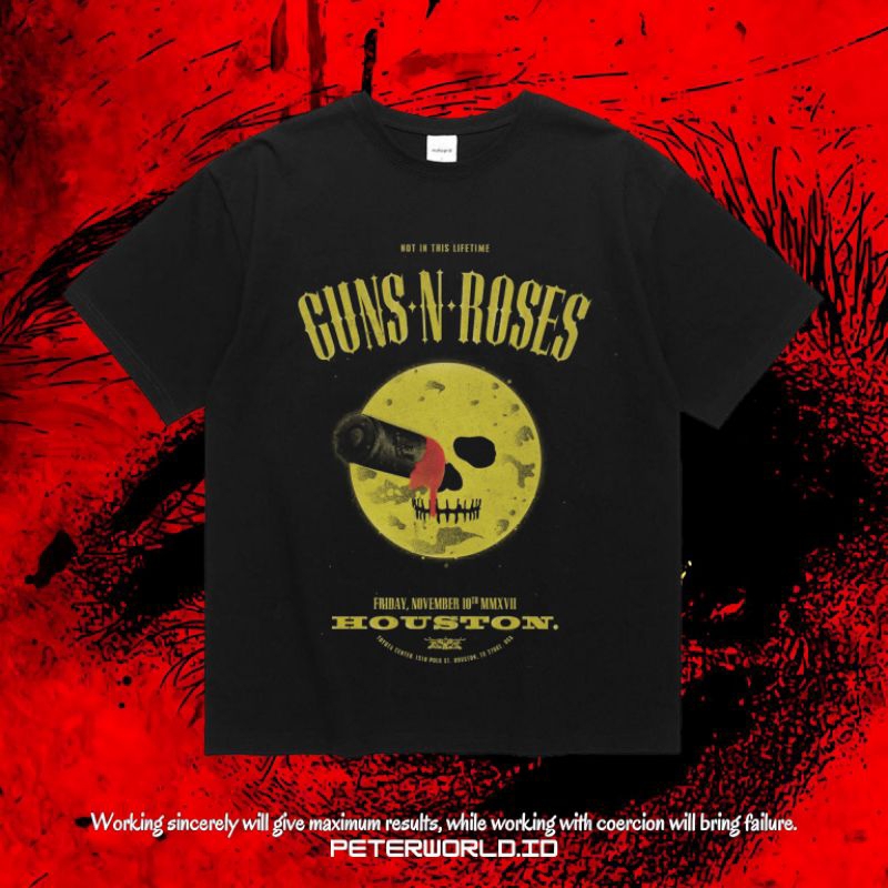 Peterworld "Guns N Roses" Kaos | T shirt | Kaos Band Guns N Roses Houston Vintage Tee