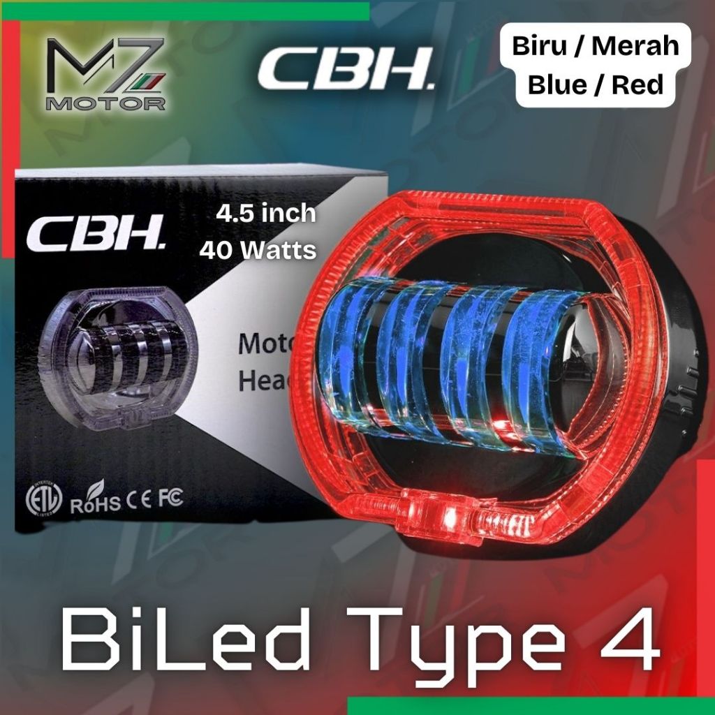 Lampu BiLed Tembak 4,5 inch CBH Original Motor Mobil Lampu Depan Laser Cut Off Type 4 Mata - Tipe 4
