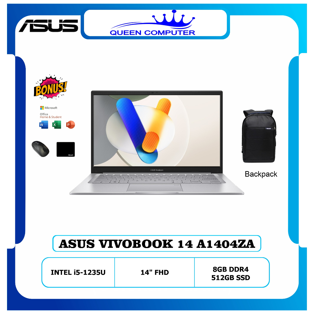 Promo laptop core i5 / ASUS Vivobook 14 Intel Core i5 1235U Ram 8GB Ssd 512GB Win11 OHS