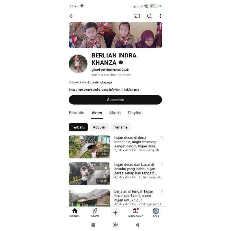 Akun YouTube Monetisasi 100.000 Subcriber