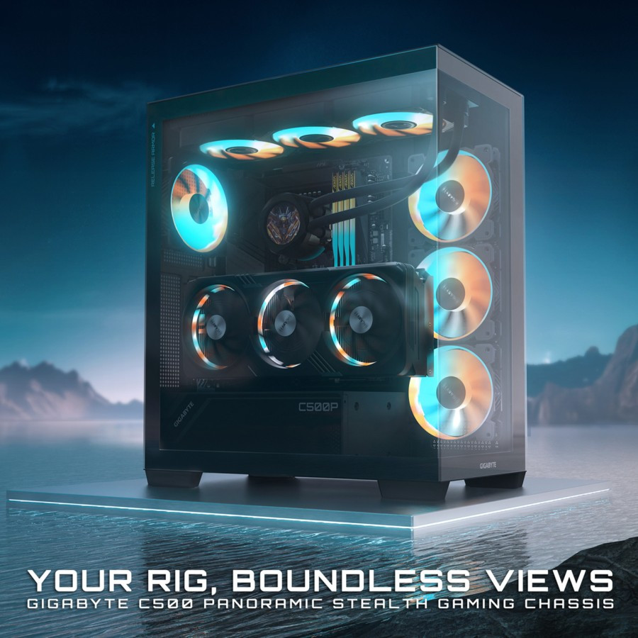 GIGABYTE AORUS C500 PANORAMIC STEALTH BLACK MID TOWER PC CASE CASING GAMING CHASSIS GB-C500P ST