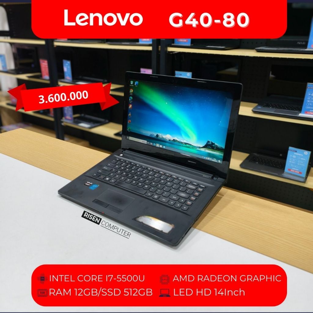 LENOVO G40-80 Intel Core i7-5500U 12GB SSD 512GB 14inch AMD Radeon R5 Laptop i7 gen5 Notebook Seken 