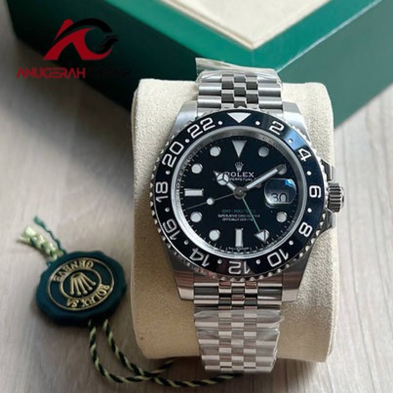 JAM ROLEX GMT MASTER II PRETO JUBILEE 40MM AUTOMATIC SAPPHIRE BODY SWISS ORI PREMIUM