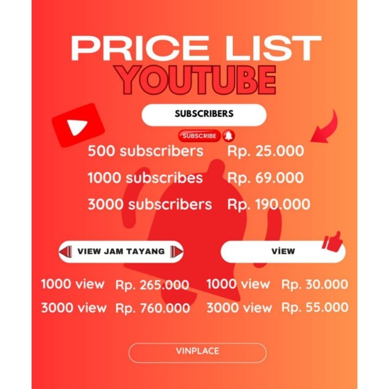 SUBSCRIBE YOU_TUBE VIEW / List Tingkat Pengunjuk Youtube