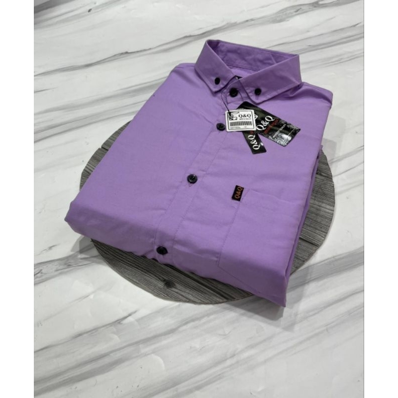 Kemeja Polos Pria Lengan Pendek Warna Lilac Mocca Hem Pria Katun Lengan Pendek Premium Quality Baju 