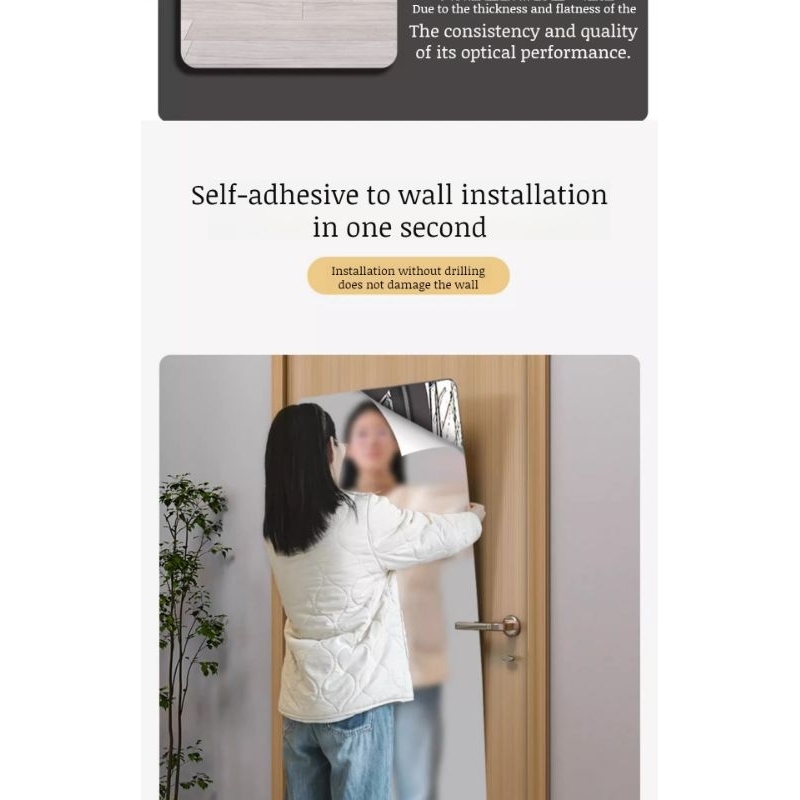 Stiker Cermin Kaca Tempel Dinding Rectangle Akrilik Anti Pecah / Cermin Kaca Tempel Dinding Besar