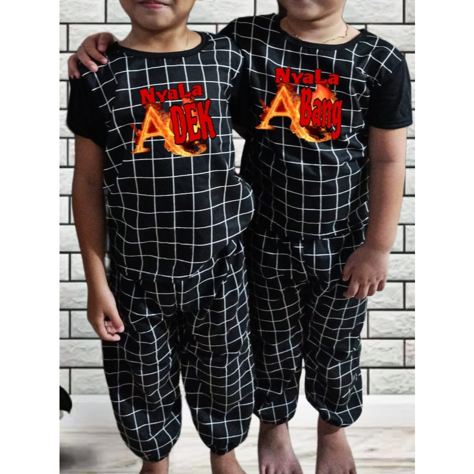 Setelan CP joger plaid anak balita lucu unisex