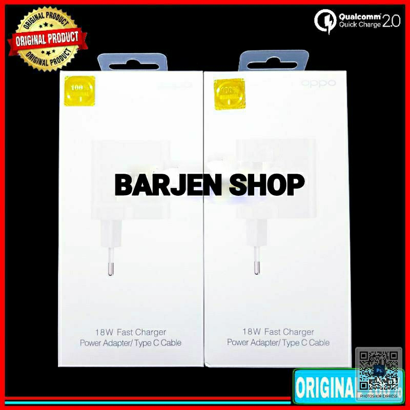 Charger Oppo A52 A92 A92s Original 100% 18 Watt Fast Charging USB C