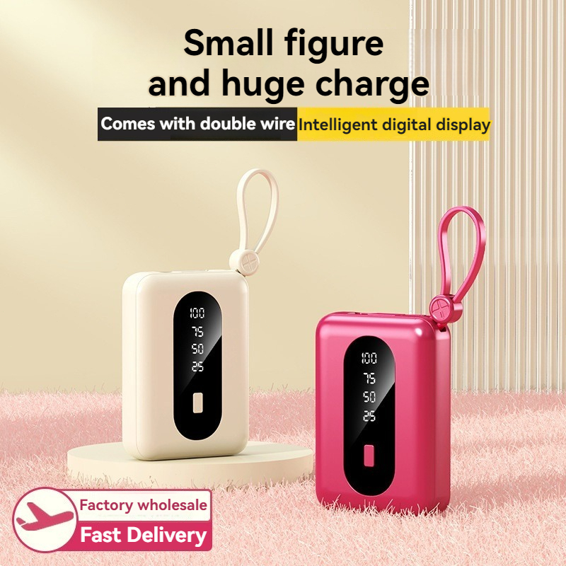 Super Fast Charging Powerbank 10000mAh Cute Mini Portable Digital Display Mini size Power Bank Comes