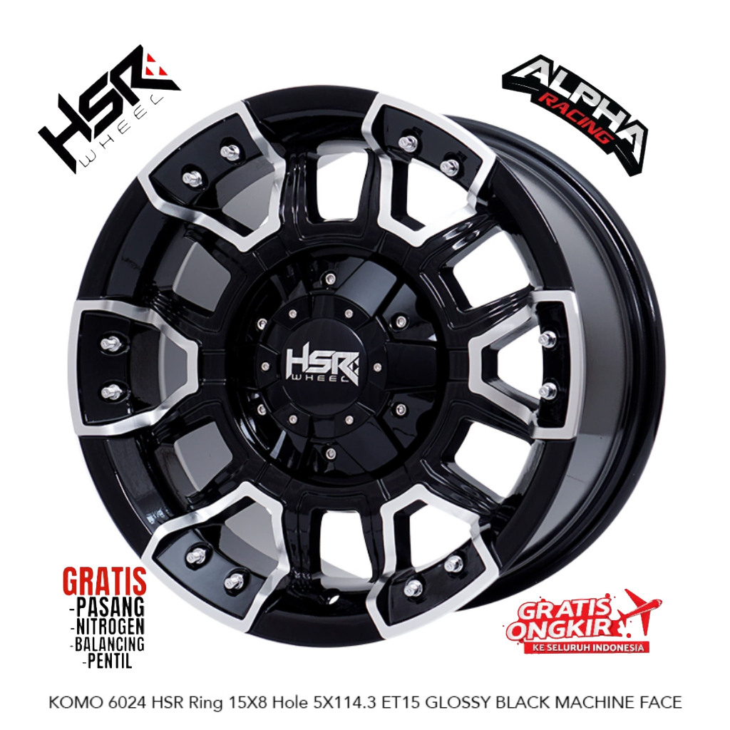 VELG MOBIL HSR KOMO R15 5X114,3 UNTUK GRANMAX ERTIGA L300 TERIOS INNOVA DLL