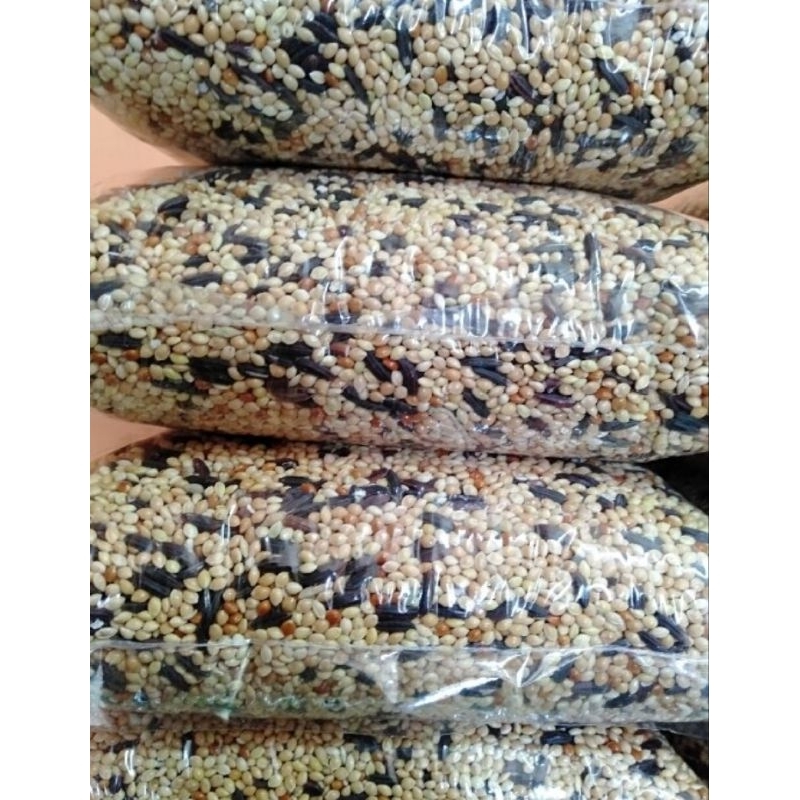 TERLARIS-Milet campur lengkap biji-bijian 1kg untuk pakan burung love bird falk kenari parkit