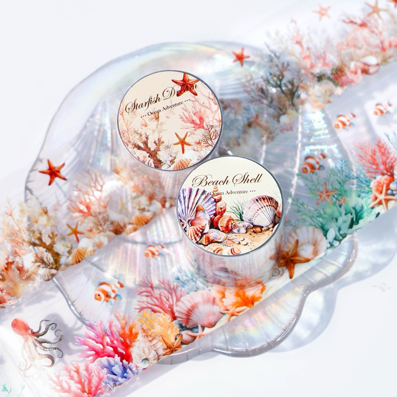 

(1FH) washi tape selotip transparan kehidupan laut ikan kerang shell fish sea life seashell