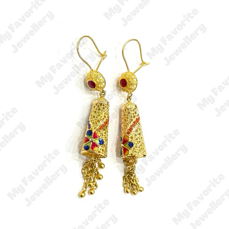 Anting Gantung Dubai Rumbai (Emas Asli Kadar 700)