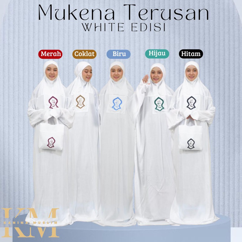 Mukena Terusan Bali Terompah Polosan Putih Mukenah Jumbo Rayon 5varian Bordir