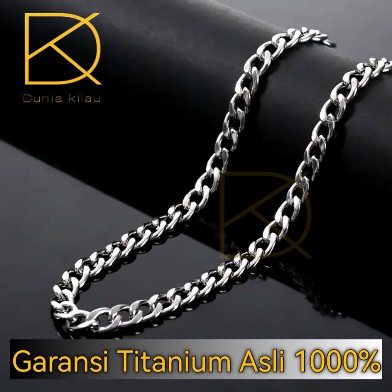 Kalung Pria Titanium Anti Karat Rantai Silver Emas Putih Perak Asli Rante Cowok Cowo Keren