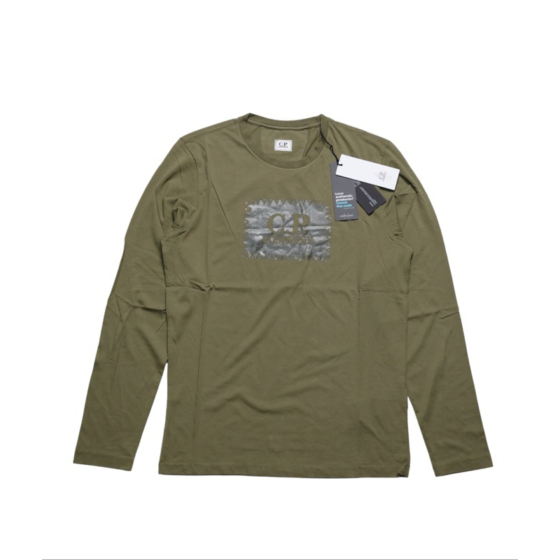 CP Company Long Sleeve Patch Logo T-Shirt burnt olive