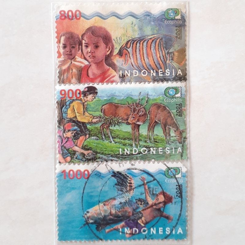 

(A) Perangko Indonesia Peduli Lingkungan Tahun 2001 set lengkap 3pcs