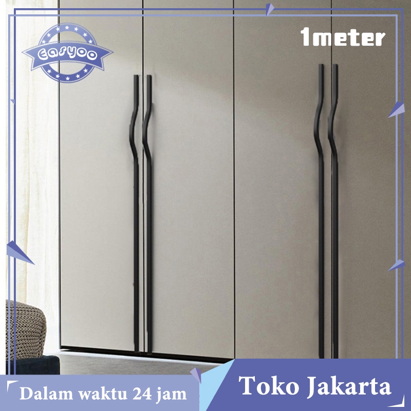 1 Meter Handle Lemari Gagang Pintu Lemari Modern Pulse Line Black Handle