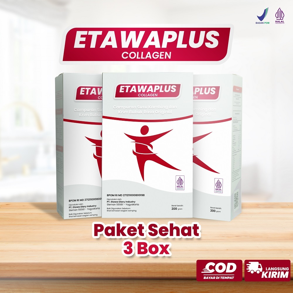 

ETAWAPLUS COLLAGEN (PAKET HEMAT 3 BOX) - Susu Kambing Etawa Dengan Collagen Jaga Kesehatan Tulang Dan Sendi