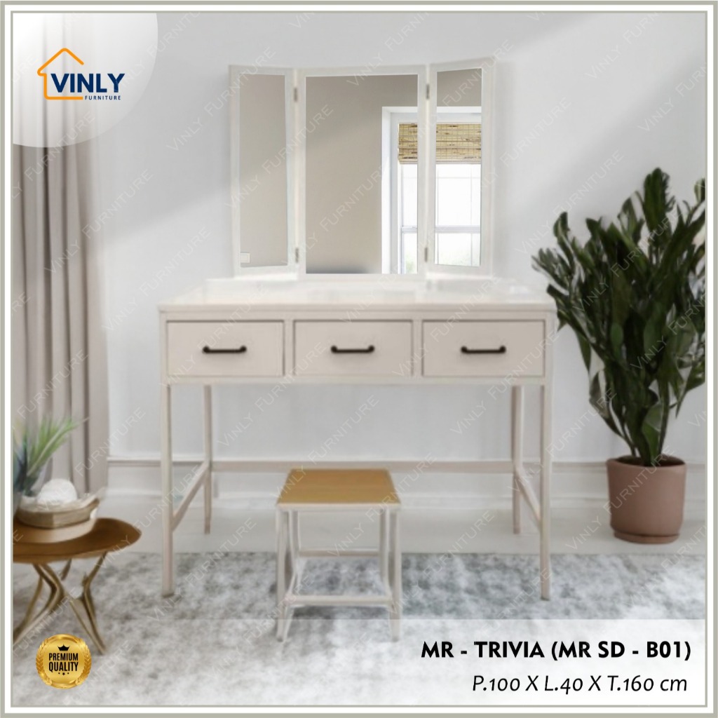 Meja / Meja Rias / Meja Rias Besi Cermin 3 Sudut