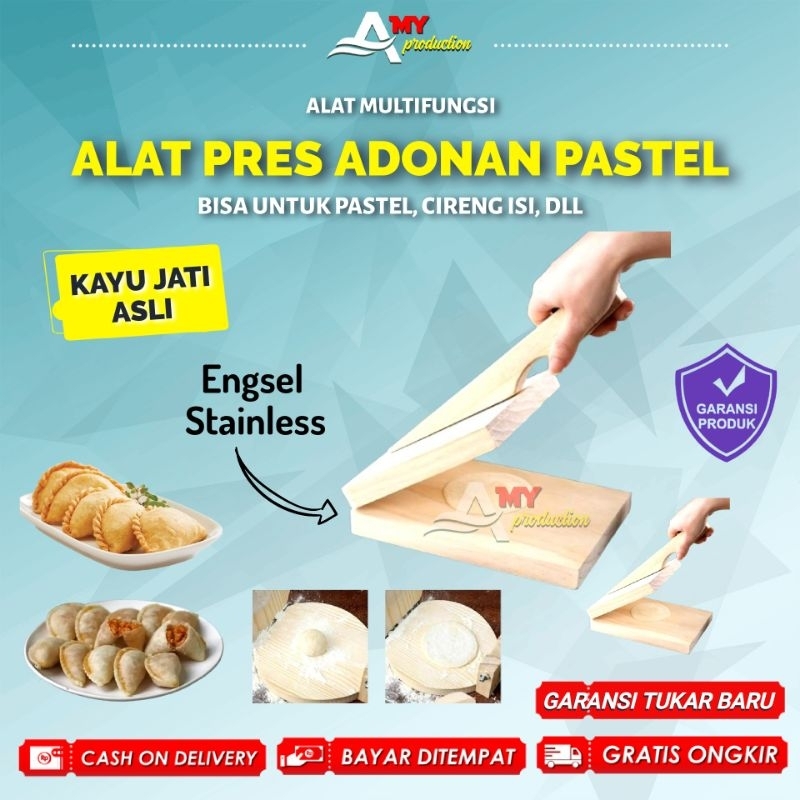 Dumpling kayu Jati Kotak Cetakan press adonan pastel penekan bulat multifungsi kecil sedang besar