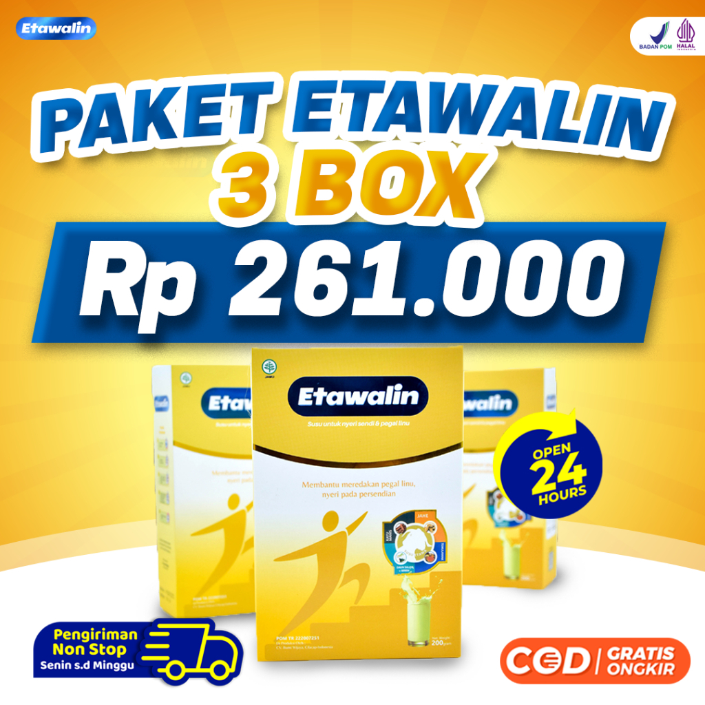 

(3 BOX) Etawalin Original Atasi Nyeri Pinggang Sendi Lutut Rematik Asam Urat Osteoporosis Terbaik