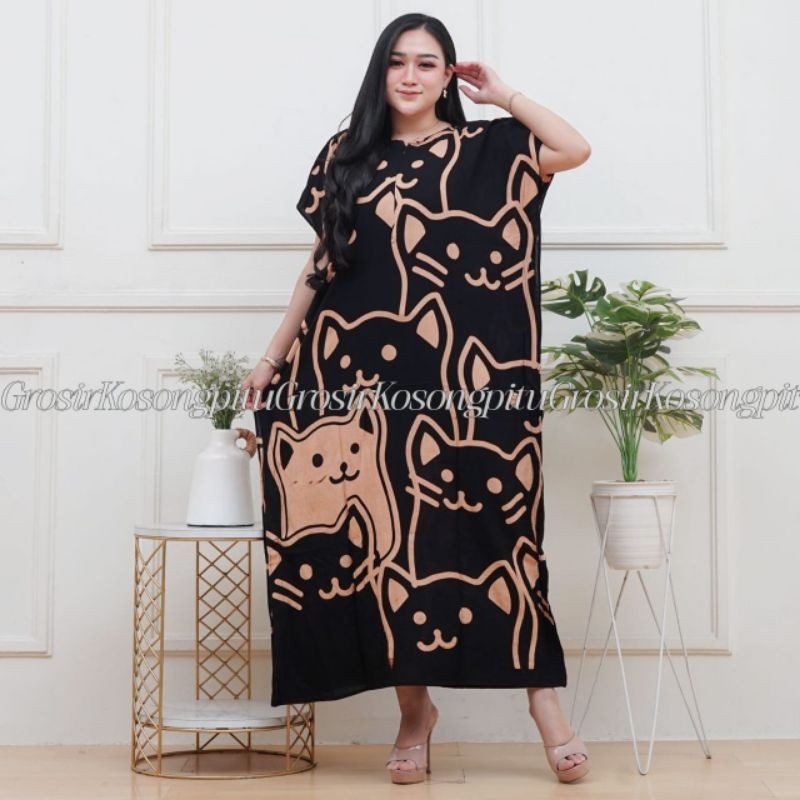 Grosir Kosong Motif Kucing Baju Daster Lowo Jumbo Remaja Kekinian Terbaru Rayon Tebal Adem Busui Res