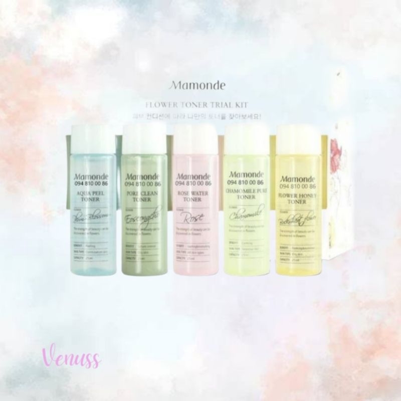 Mamonde flower toner trial kit | aqua peel toner | centella toner | rose water toner | chamomile ton