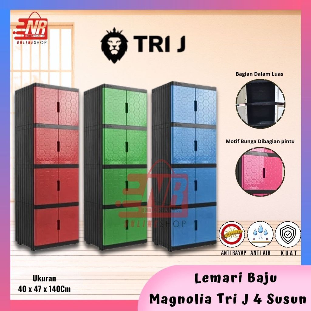 Lemari Baju Plastik Tri-J Magnolia Susun 4 - Lemari Baju 4 Susun - Lemari Plastik Tri J - Rak Baju A