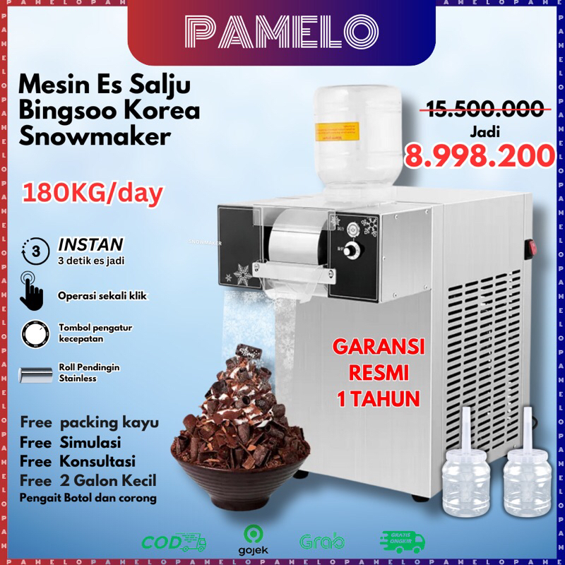 Mesin Es Bingsoo Korea 180kg/24jam Bingsu Snow Ice Machine Mesin Es Salju Es Serut Es Krim