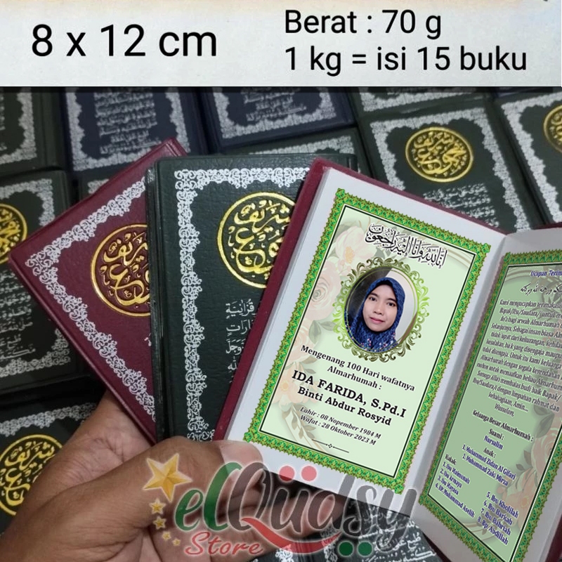 BUKU YASIN - Majmu Syarif Kumpulan Doa-do'a harian lengkap Buku Yasin Majmuk Custom Wakaf Almarhum