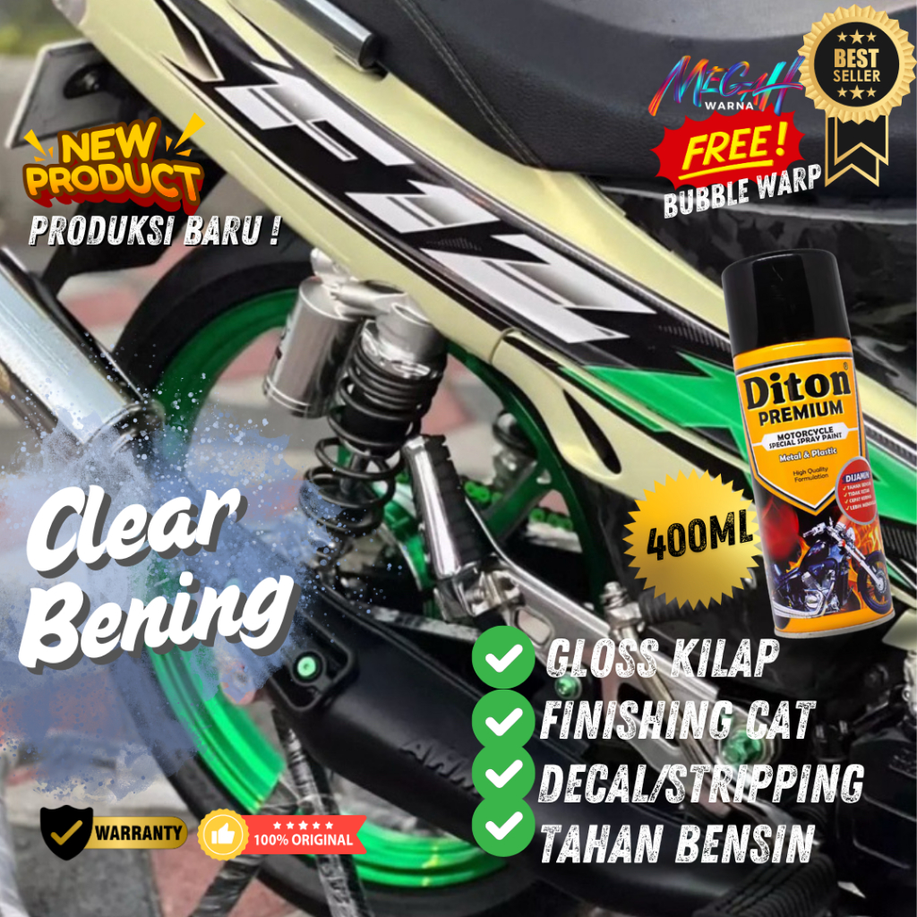 Pilok Pilox Cat Semprot Clear Pernis Vernish clir Klir Gloss Bening Diton Premium 9128 Mobil Motor D