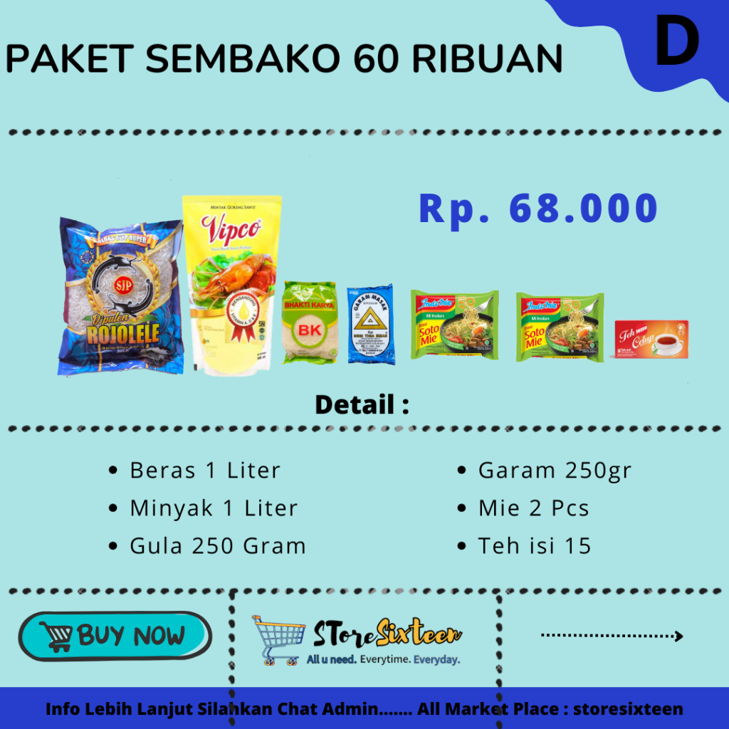 

Paket Sembako Murah 60 Ribuan D / Paket Sembako Murah By Storesixteen