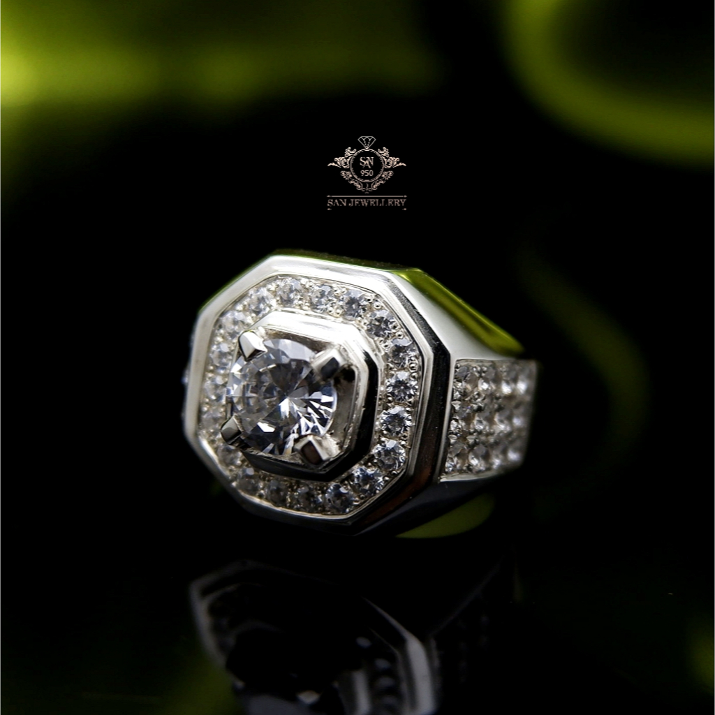 Cincin ikat batu akik permata perak pria 23
