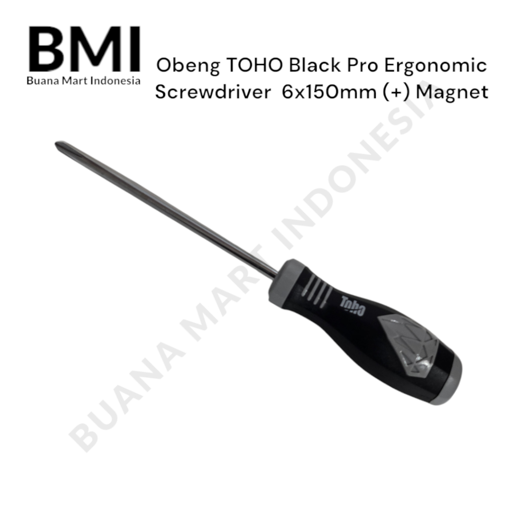 Obeng TOHO Black Pro Ergonomic 6x150mm (+) | Obeng Magnet | Screwdriver Perkakas | (1PC)