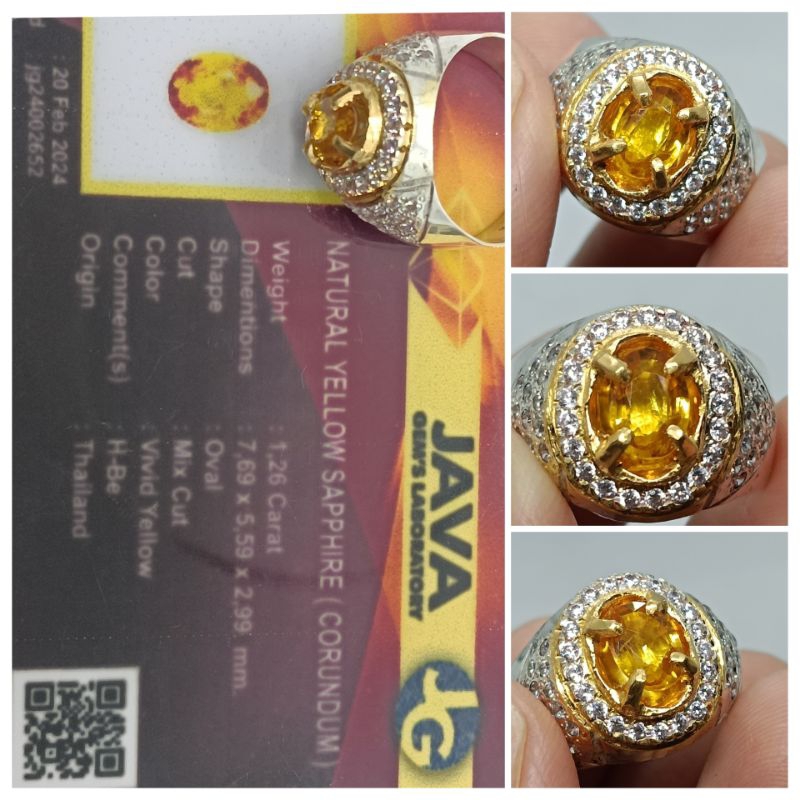 Natural Yellow sapphire Thailand Clean Hbe 1,2 ct Ring Perak