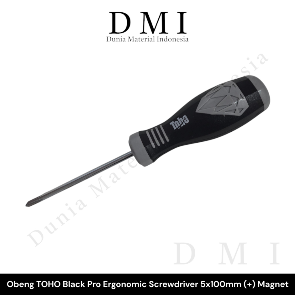 Obeng TOHO Black Pro Ergonomic 5x100mm (+) | Obeng Magnet | Screwdriver Perkakas | (1PC)