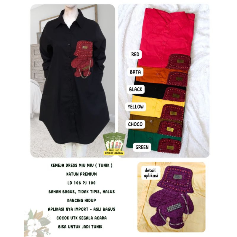 kemeja dress miumiu tunik