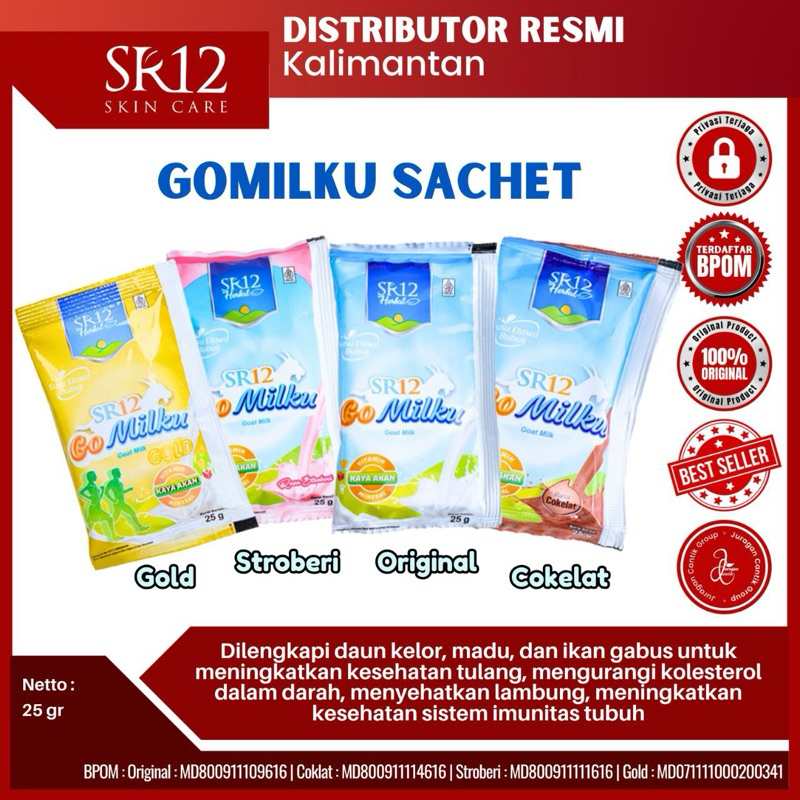 

SR12 SUSU GOMILKU SACHET PER PCS | SUSU KAMBING ETAWA KEMASAN PRAKTIS KECIL BUBUK HALAL 25gr